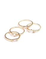 Gold Plated Cubic Zirconia Mixed Shape Rings 4-Pack