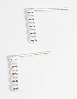 Sterling Silver Cubic Zirconia Cupchain Stud Earrings