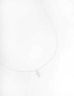 Sterling Silver Cubic Zirconia Small Cross Necklace