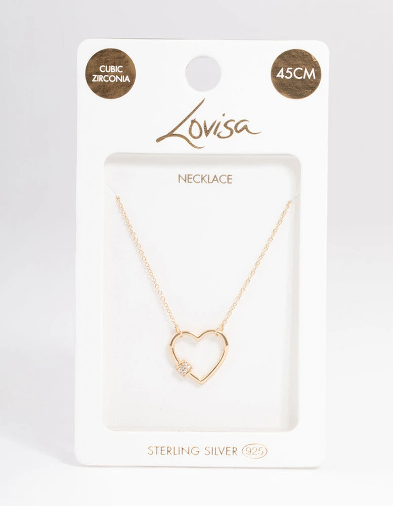 Gold Plated Sterling Silver Heart Pendant Necklace