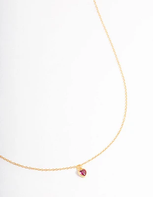 Gold Plated Sterling Silver Stone Heart Necklace