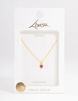 Gold Plated Sterling Silver Stone Heart Necklace