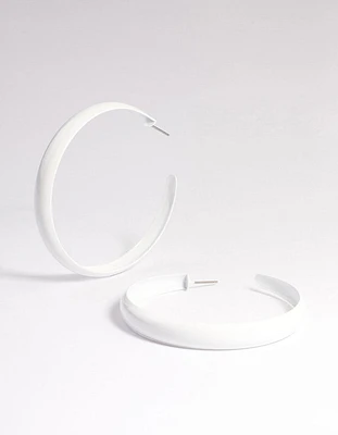 White Rubber Coated 60mm Hoop Earrings