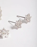 Silver Cubic Zirconia Twist Chain Star Earrings & Necklace Set