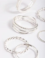 Rhodium Mixed Ball Band Ring Pack