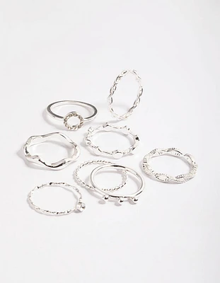 Silver Twisted Curve Ring Pack