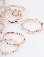 Rose Gold Twist Curve Ring Pack