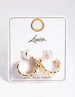 Gold Plated Brass Medium Molten Hoop Earrings