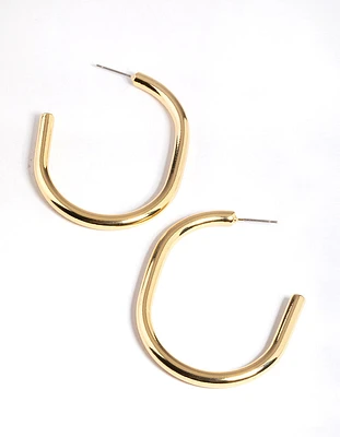 Gold Plated Brass Gold Large Oval Hoop Earrings