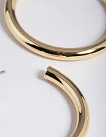 Gold Plated Brass Medium Chunky Hoop Earrings