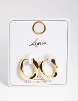 Gold Plated Brass Medium Oval Huggie Earrings