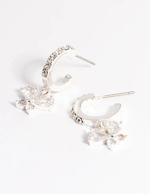 Silver Diamante Butterfly Hoop Earrings