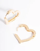 Gold Large Heart Huggie Earrings