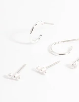 Silver Diamante Stud & Huggie Pack