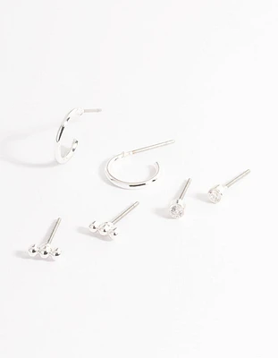 Silver Diamante Stud & Huggie Pack