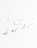 Silver Diamante Stud & Huggie Pack