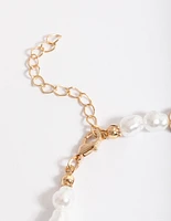 Gold Pearl & Peace Charm Anklet