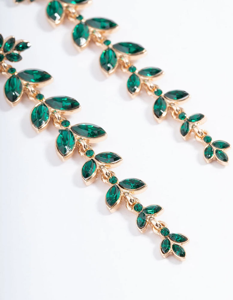 Gold Mini Graduated Green Drop Earrings