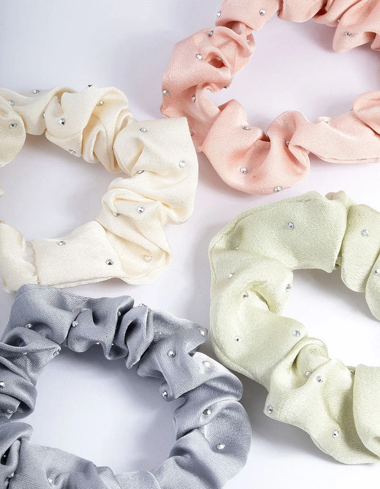 Fabric Mixed Scrunchie 4-Pack