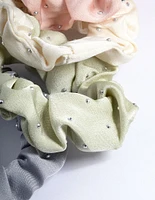 Fabric Mixed Scrunchie 4-Pack