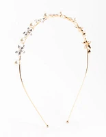 Gold Pearl Diamante Detail Headband