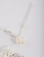 Silver White Flower Hair Drape