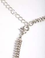 Silver Large Triangle Diamante Statement Necklace