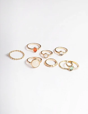 Gold Natural Stone Mixed Ring Pack