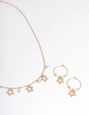 Gold Pearl & Star Jewellery Set