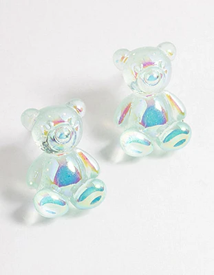 Blue Jelly Teddy Stud Earrings