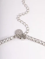 Rhodium Cubic Zirconia Thick Cupchain Y-Necklace