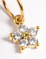 Gold Plated Titanium Cubic Zirconia Five Petal Flower Clicker Ring