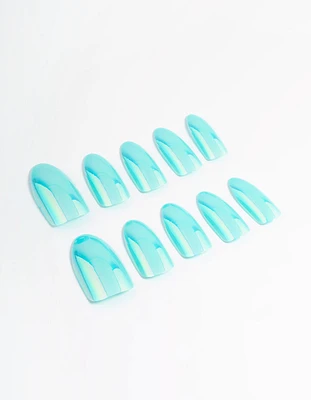 Blue Iridescent Press On Nails