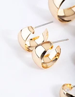 Gold Basic Flat Hoop Earrings 4-Pack