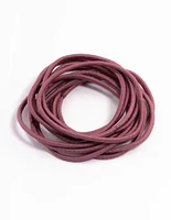 Maroon Fabric Basic Thin Hair Ties 12-Pack