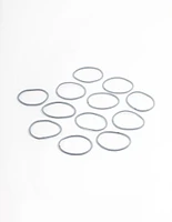 Blue Fabric Basic Thin Hair Tie 12-Pack