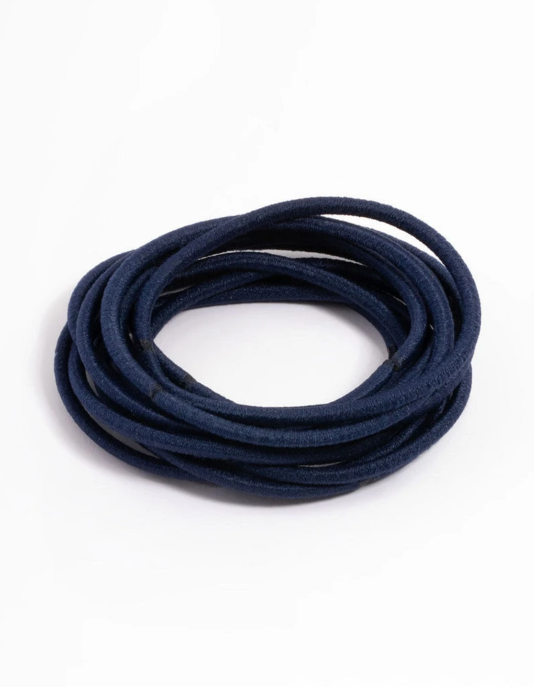 Navy Fabric Basic Thin Hair Ties 12-Pack