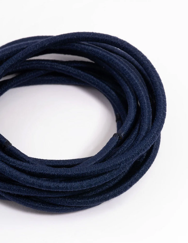 Navy Fabric Basic Thin Hair Ties 12-Pack