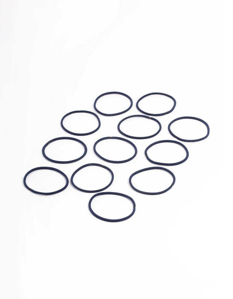 Navy Fabric Basic Thin Hair Ties 12-Pack