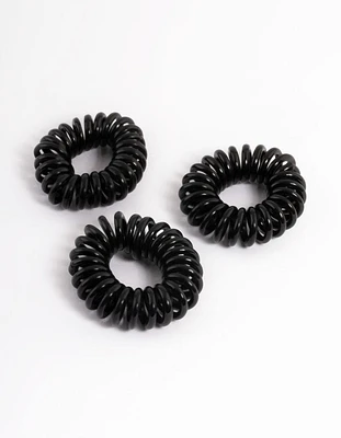 Black Plastic Mini Hair Spiral Pack