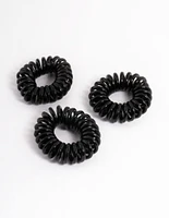 Black Plastic Mini Hair Spiral Pack