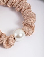 Fabric Glitter & Pearl Scrunchie