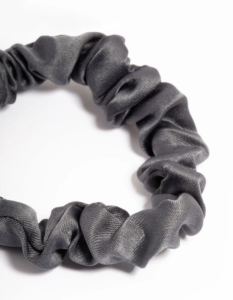 Gunmetal Fabric Narrow Scrunchie