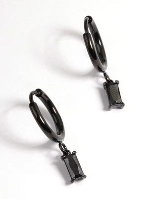 Coated Surgical Steel Cubic Zirconia Hoop Earrings