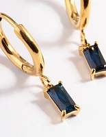 Gold Plated Square Cubic Zirconia Hoop Earrings