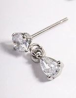 Rhodium Surgical Steel Teardrop Stud Earrings