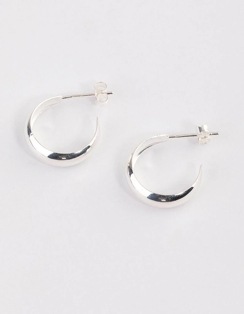 Sterling Silver Bevelled Polish Hoop Earrings