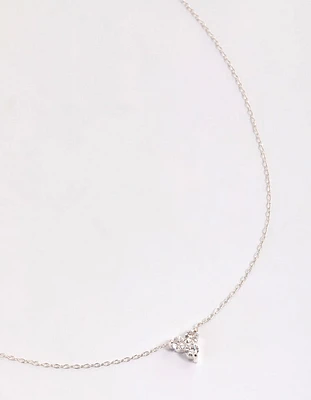 Sterling Silver Cubic Zirconia Round Trio Collar Necklace