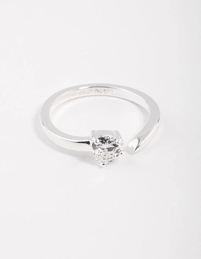 Sterling Silver Cubic Zirconia Heart Wrap Ring