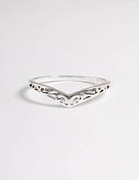 Sterling Silver Swirl Detail Point Ring